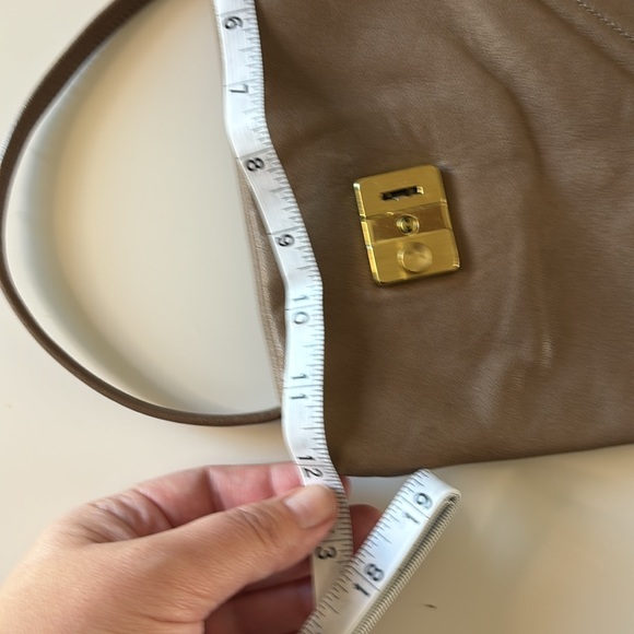 Leather Kindle Ready | latte colored triangle shaped handmade crossbody - Picture 10 of 13